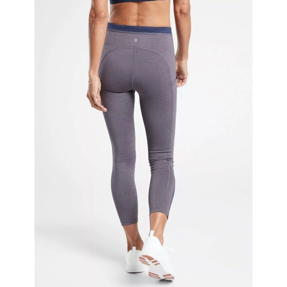 Athleta 7/8 Leggings Womens Medium Ultimate Stash Pocket Heather Blue Pants - Picture 4 of 11